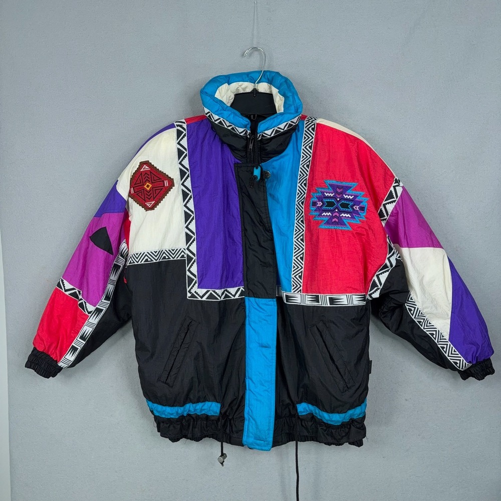 Vintage Izzi Ski Jacket Mens Medium Aztec Geometric Southwestern 90s Street Ski